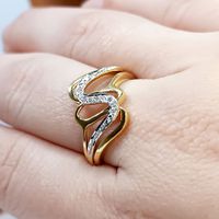 Anel em Ouro 18k Amarelo e Branco com Diamantes