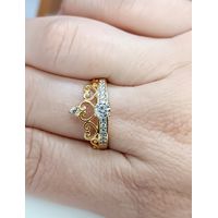 Anel em Ouro 18k Coroa Cravejada Coração