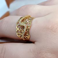 Anel em Ouro 18k Flores Cravejado e Desenhado