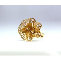 Anel em Ouro 18k Flor Desenhada e Diamantada