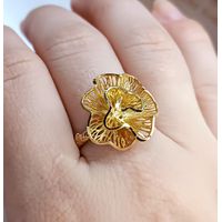 Anel em Ouro 18k Flor Desenhada e Diamantada