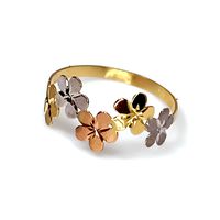 Anel em Ouro 18k Flores Tricolores