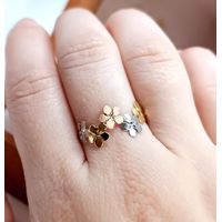 Anel em Ouro 18k Flores Tricolores