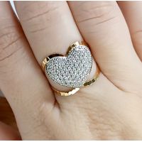 Anel em Ouro Amarelo e Branco 18k Coração Cravejado 