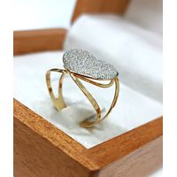 Anel em Ouro Amarelo e Branco 18k Coração Cravejado 