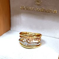 Anel em Ouro 18k Estrela Tricolor com Diamantes