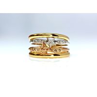 Anel em Ouro 18k Estrela Tricolor com Diamantes