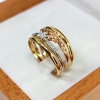 Anel em Ouro 18k Estrela Tricolor com Diamantes