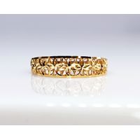 Anel em Ouro 18k Bojudo Trabalhado com Flores