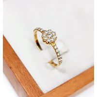 Anel em Ouro 18k Flor Cravejada