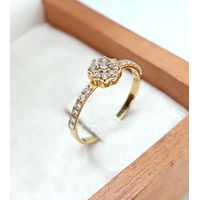 Anel em Ouro 18k Flor Cravejada