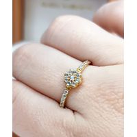 Anel em Ouro 18k Flor Cravejada