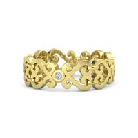 Anel Trabalhado com Diamantes em Ouro Amarelo 18k