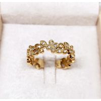 Anel em Ouro Amarelo 18k Flores com Diamantes 
