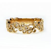 Anel em Ouro Amarelo 18k Flores com Diamantes 