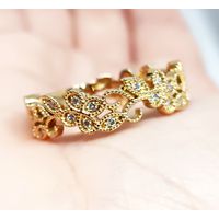 Anel em Ouro Amarelo 18k Flores com Diamantes 