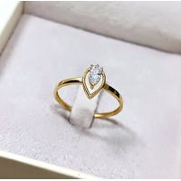 Anel em Ouro 18k Solitário Fundo Gota