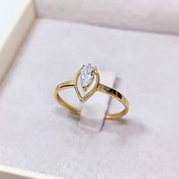 Anel em Ouro 18k Solitário Fundo Gota