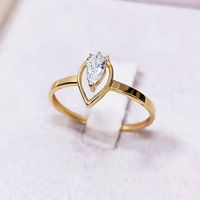 Anel em Ouro 18k Solitário Fundo Gota