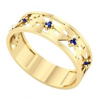 Anel de Formatura Administração com Pedras e Aro Trabalhado - Ouro 18k