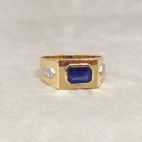 Anel de Formatura Ouro 18k com Pedra Safira