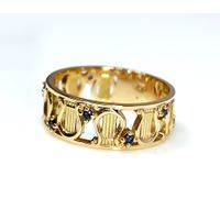 Anel de Formatura em Ouro 18k Personalizado para o curso de Música com Emblema de Lira