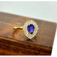 Anel de Formatura em Ouro 18k Gota Safira
