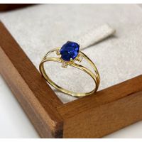 Anel de Formatura Oval Borda com Pedras Safira