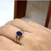 Anel de Formatura Oval Borda com Pedras Safira