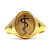 Anel de Formatura Esmeralda Natural com Estampa Curso de Medicina