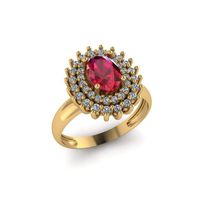Anel de Formatura em Ouro 18k Oval Borda Cravejada
