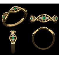 Anel de Formatura DNA com Pedras em Ouro