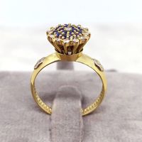 Anel de Formatura em Ouro 18k Coroa Alta com Safira