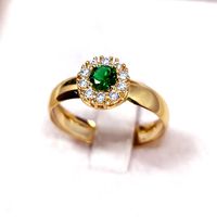 Anel de Formatura em Ouro 18k Redondo Borda com Pedras