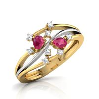  Anel Ouro 18k com Diamantes e Pedra Natural Turmalina Rosa