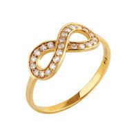 Anel em Ouro Amarelo 18k Infinito com Diamantes