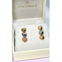 Brinco em Ouro 18k Tricolor Corações