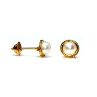 Brinco em Ouro 18k Rococo com Pérola de 3,0 e 4,0 Milímetros