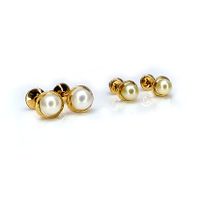 Brinco em Ouro 18k Rococo com Pérola de 3,0 e 4,0 Milímetros