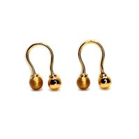 Brinco em Ouro 18k Gancho com Bolinha Fosca e Polida 