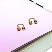 Brinco em Ouro 18k Gancho com Bolinha Fosca e Polida 