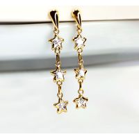Brinco em Ouro 18k Estrelas com Zircônias Brancas