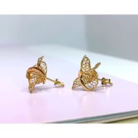 Brinco em Ouro 18k Flor Trabalhada