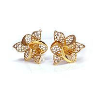 Brinco em Ouro 18k Flor Trabalhada