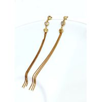 Brinco em Ouro 18k Corrente com Coração com Zircônias