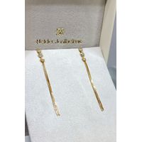 Brinco em Ouro 18k Corrente com Coração com Zircônias