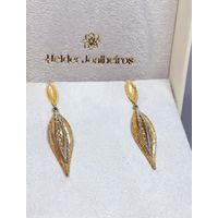 Brinco em Ouro 18k Folhas Diamantadas