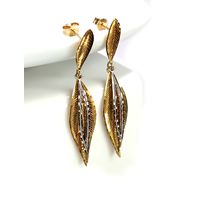 Brinco em Ouro 18k Folhas Diamantadas