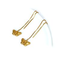 Brinco em Ouro 18k Borboleta Polida Corrente