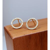 Brinco em Ouro 18k Redondo Cravejado